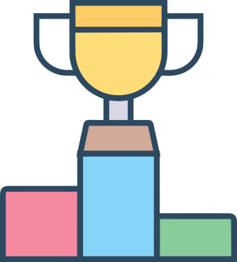 Kazanan ikon sembolü, ödül ödülünün renk tasarımı ile tasarımı ile tasvir edilmesi, modern grafik sanatları dijital tasarımı için mükemmel bir başarı ve zafer sembolü.