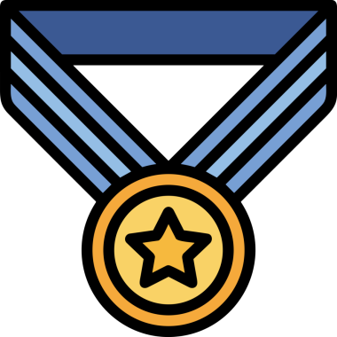 Kazanan ikon sembolü, ödül ödülünün renk tasarımı ile tasarımı ile tasvir edilmesi, modern grafik sanatları dijital tasarımı için mükemmel bir başarı ve zafer sembolü.