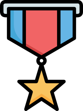 Kazanan ikon sembolü, ödül ödülünün renk tasarımı ile tasarımı ile tasvir edilmesi, modern grafik sanatları dijital tasarımı için mükemmel bir başarı ve zafer sembolü.