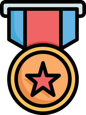 Kazanan ikon sembolü, ödül ödülünün renk tasarımı ile tasarımı ile tasvir edilmesi, modern grafik sanatları dijital tasarımı için mükemmel bir başarı ve zafer sembolü.