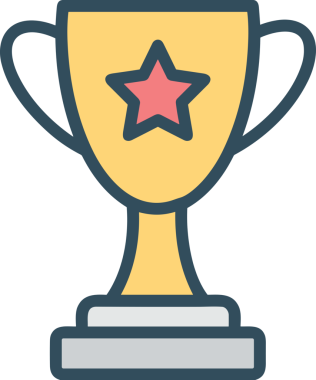 Kazanan ikon sembolü, ödül ödülünün renk tasarımı ile tasarımı ile tasvir edilmesi, modern grafik sanatları dijital tasarımı için mükemmel bir başarı ve zafer sembolü.