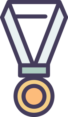 Kazanan ikon sembolü, ödül ödülünün renk tasarımı ile tasarımı ile tasvir edilmesi, modern grafik sanatları dijital tasarımı için mükemmel bir başarı ve zafer sembolü.