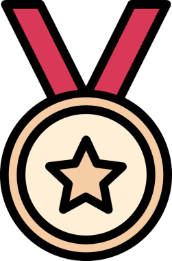 Kazanan ikon sembolü, ödül ödülünün renk tasarımı ile tasarımı ile tasvir edilmesi, modern grafik sanatları dijital tasarımı için mükemmel bir başarı ve zafer sembolü.