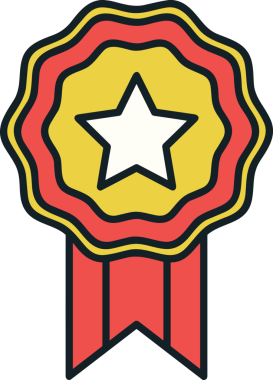 Kazanan ikon sembolü, ödül ödülünün renk tasarımı ile tasarımı ile tasvir edilmesi, modern grafik sanatları dijital tasarımı için mükemmel bir başarı ve zafer sembolü.