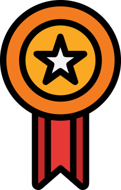 Kazanan ikon sembolü, ödül ödülünün renk tasarımı ile tasarımı ile tasvir edilmesi, modern grafik sanatları dijital tasarımı için mükemmel bir başarı ve zafer sembolü.