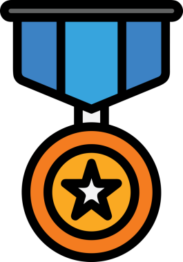 Kazanan ikon sembolü, ödül ödülünün renk tasarımı ile tasarımı ile tasvir edilmesi, modern grafik sanatları dijital tasarımı için mükemmel bir başarı ve zafer sembolü.