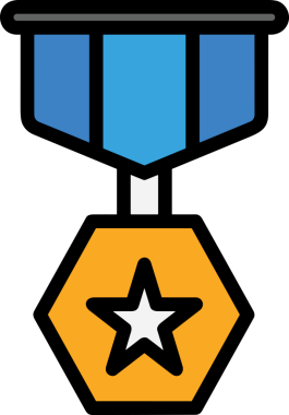 Kazanan ikon sembolü, ödül ödülünün renk tasarımı ile tasarımı ile tasvir edilmesi, modern grafik sanatları dijital tasarımı için mükemmel bir başarı ve zafer sembolü.