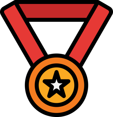 Kazanan ikon sembolü, ödül ödülünün renk tasarımı ile tasarımı ile tasvir edilmesi, modern grafik sanatları dijital tasarımı için mükemmel bir başarı ve zafer sembolü.