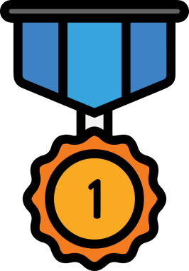 Kazanan ikon sembolü, ödül ödülünün renk tasarımı ile tasarımı ile tasvir edilmesi, modern grafik sanatları dijital tasarımı için mükemmel bir başarı ve zafer sembolü.