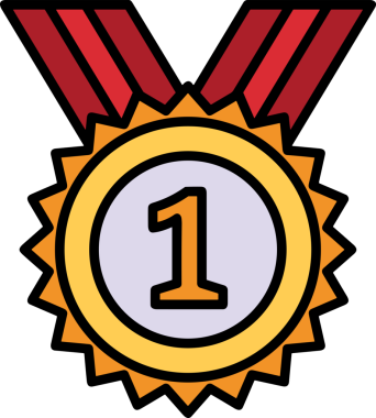 Kazanan ikon sembolü, ödül ödülünün renk tasarımı ile tasarımı ile tasvir edilmesi, modern grafik sanatları dijital tasarımı için mükemmel bir başarı ve zafer sembolü.