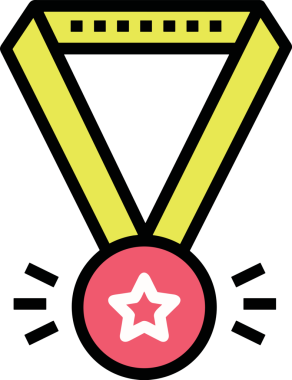 Kazanan ikon sembolü, ödül ödülünün renk tasarımı ile tasarımı ile tasvir edilmesi, modern grafik sanatları dijital tasarımı için mükemmel bir başarı ve zafer sembolü.