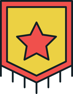 Kazanan ikon sembolü, ödül ödülünün renk tasarımı ile tasarımı ile tasvir edilmesi, modern grafik sanatları dijital tasarımı için mükemmel bir başarı ve zafer sembolü.