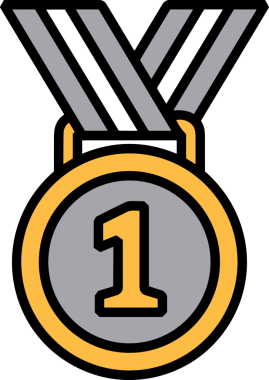 Kazanan ikon sembolü, ödül ödülünün renk tasarımı ile tasarımı ile tasvir edilmesi, modern grafik sanatları dijital tasarımı için mükemmel bir başarı ve zafer sembolü.