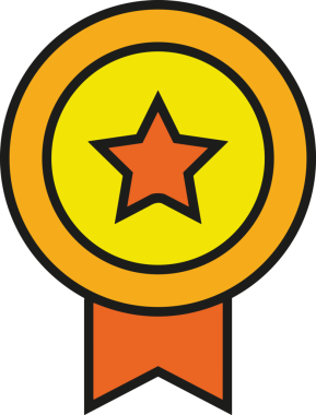 Kazanan ikon sembolü, ödül ödülünün renk tasarımı ile tasarımı ile tasvir edilmesi, modern grafik sanatları dijital tasarımı için mükemmel bir başarı ve zafer sembolü.