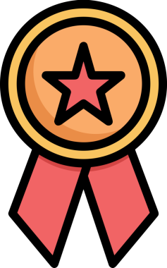 Kazanan ikon sembolü, ödül ödülünün renk tasarımı ile tasarımı ile tasvir edilmesi, modern grafik sanatları dijital tasarımı için mükemmel bir başarı ve zafer sembolü.