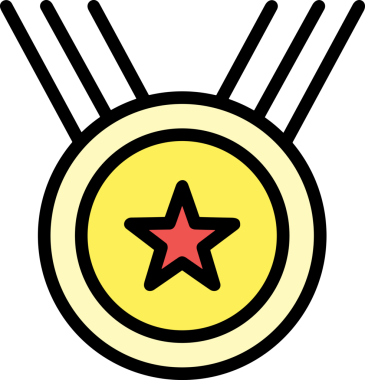 Kazanan ikon sembolü, ödül ödülünün renk tasarımı ile tasarımı ile tasvir edilmesi, modern grafik sanatları dijital tasarımı için mükemmel bir başarı ve zafer sembolü.