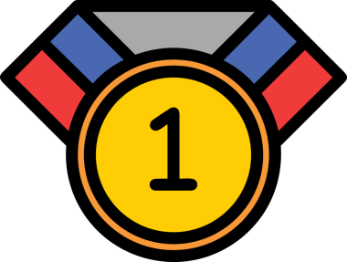 Kazanan ikon sembolü, ödül ödülünün renk tasarımı ile tasarımı ile tasvir edilmesi, modern grafik sanatları dijital tasarımı için mükemmel bir başarı ve zafer sembolü.