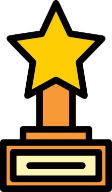 Kazanan ikon sembolü, ödül ödülünün renk tasarımı ile tasarımı ile tasvir edilmesi, modern grafik sanatları dijital tasarımı için mükemmel bir başarı ve zafer sembolü.