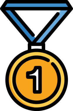 Kazanan ikon sembolü, ödül ödülünün renk tasarımı ile tasarımı ile tasvir edilmesi, modern grafik sanatları dijital tasarımı için mükemmel bir başarı ve zafer sembolü.