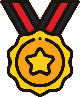 Kazanan ikon sembolü, ödül ödülünün renk tasarımı ile tasarımı ile tasvir edilmesi, modern grafik sanatları dijital tasarımı için mükemmel bir başarı ve zafer sembolü.