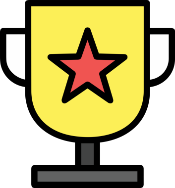 Kazanan ikon sembolü, ödül ödülünün renk tasarımı ile tasarımı ile tasvir edilmesi, modern grafik sanatları dijital tasarımı için mükemmel bir başarı ve zafer sembolü.