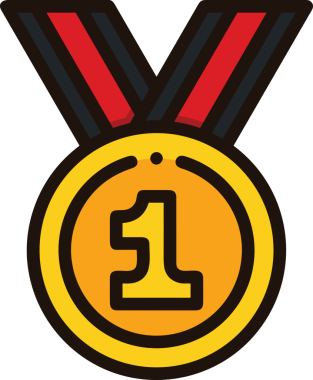 Kazanan ikon sembolü, ödül ödülünün renk tasarımı ile tasarımı ile tasvir edilmesi, modern grafik sanatları dijital tasarımı için mükemmel bir başarı ve zafer sembolü.