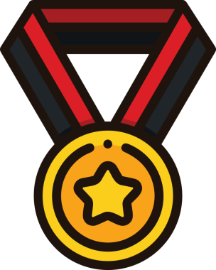 Kazanan ikon sembolü, ödül ödülünün renk tasarımı ile tasarımı ile tasvir edilmesi, modern grafik sanatları dijital tasarımı için mükemmel bir başarı ve zafer sembolü.