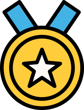 Kazanan ikon sembolü, ödül ödülünün renk tasarımı ile tasarımı ile tasvir edilmesi, modern grafik sanatları dijital tasarımı için mükemmel bir başarı ve zafer sembolü.