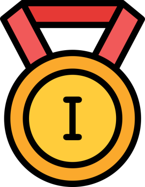 Kazanan ikon sembolü, ödül ödülünün renk tasarımı ile tasarımı ile tasvir edilmesi, modern grafik sanatları dijital tasarımı için mükemmel bir başarı ve zafer sembolü.