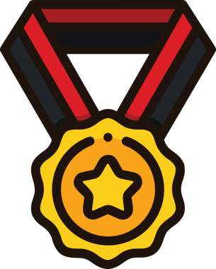 Kazanan ikon sembolü, ödül ödülünün renk tasarımı ile tasarımı ile tasvir edilmesi, modern grafik sanatları dijital tasarımı için mükemmel bir başarı ve zafer sembolü.