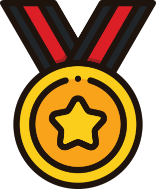 Kazanan ikon sembolü, ödül ödülünün renk tasarımı ile tasarımı ile tasvir edilmesi, modern grafik sanatları dijital tasarımı için mükemmel bir başarı ve zafer sembolü.