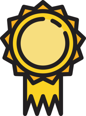 Kazanan ikon sembolü, ödül ödülünün renk tasarımı ile tasarımı ile tasvir edilmesi, modern grafik sanatları dijital tasarımı için mükemmel bir başarı ve zafer sembolü.