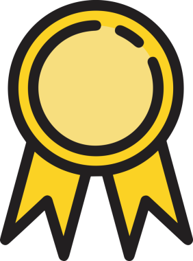 Kazanan ikon sembolü, ödül ödülünün renk tasarımı ile tasarımı ile tasvir edilmesi, modern grafik sanatları dijital tasarımı için mükemmel bir başarı ve zafer sembolü.