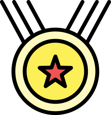 Kazanan ikon sembolü, ödül ödülünün renk tasarımı ile tasarımı ile tasvir edilmesi, modern grafik sanatları dijital tasarımı için mükemmel bir başarı ve zafer sembolü.