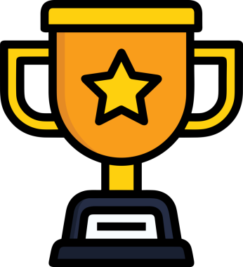 Kazanan ikon sembolü, ödül ödülünün renk tasarımı ile tasarımı ile tasvir edilmesi, modern grafik sanatları dijital tasarımı için mükemmel bir başarı ve zafer sembolü.