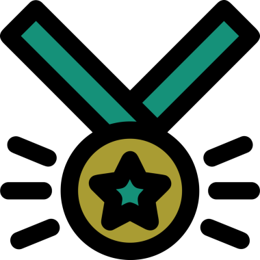 Kazanan ikon sembolü, ödül ödülünün renk tasarımı ile tasarımı ile tasvir edilmesi, modern grafik sanatları dijital tasarımı için mükemmel bir başarı ve zafer sembolü.