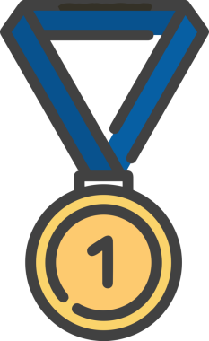 Kazanan ikon sembolü, ödül ödülünün renk tasarımı ile tasarımı ile tasvir edilmesi, modern grafik sanatları dijital tasarımı için mükemmel bir başarı ve zafer sembolü.