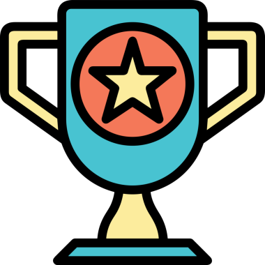 Kazanan ikon sembolü, ödül ödülünün renk tasarımı ile tasarımı ile tasvir edilmesi, modern grafik sanatları dijital tasarımı için mükemmel bir başarı ve zafer sembolü.