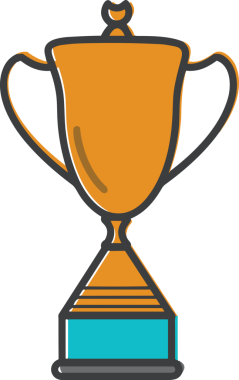 Kazanan ikon sembolü, ödül ödülünün renk tasarımı ile tasarımı ile tasvir edilmesi, modern grafik sanatları dijital tasarımı için mükemmel bir başarı ve zafer sembolü.