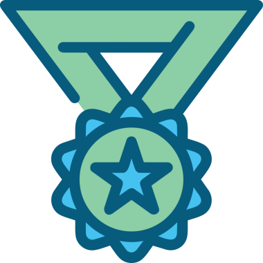 Kazanan ikon sembolü, ödül ödülünün renk tasarımı ile tasarımı ile tasvir edilmesi, modern grafik sanatları dijital tasarımı için mükemmel bir başarı ve zafer sembolü.