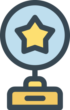 Kazanan ikon sembolü, ödül ödülünün renk tasarımı ile tasarımı ile tasvir edilmesi, modern grafik sanatları dijital tasarımı için mükemmel bir başarı ve zafer sembolü.