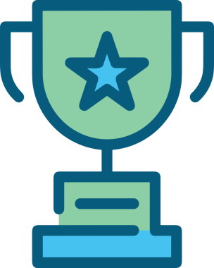 Kazanan ikon sembolü, ödül ödülünün renk tasarımı ile tasarımı ile tasvir edilmesi, modern grafik sanatları dijital tasarımı için mükemmel bir başarı ve zafer sembolü.