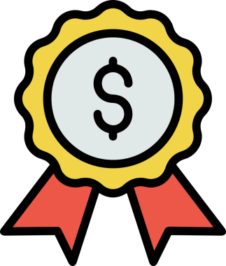 Kazanan ikon sembolü, ödül ödülünün renk tasarımı ile tasarımı ile tasvir edilmesi, modern grafik sanatları dijital tasarımı için mükemmel bir başarı ve zafer sembolü.
