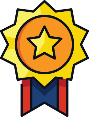 Kazanan ikon sembolü, ödül ödülünün renk tasarımı ile tasarımı ile tasvir edilmesi, modern grafik sanatları dijital tasarımı için mükemmel bir başarı ve zafer sembolü.