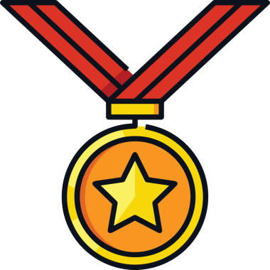 Kazanan ikon sembolü, ödül ödülünün renk tasarımı ile tasarımı ile tasvir edilmesi, modern grafik sanatları dijital tasarımı için mükemmel bir başarı ve zafer sembolü.