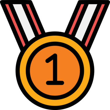 Kazanan ikon sembolü, ödül ödülünün renk tasarımı ile tasarımı ile tasvir edilmesi, modern grafik sanatları dijital tasarımı için mükemmel bir başarı ve zafer sembolü.