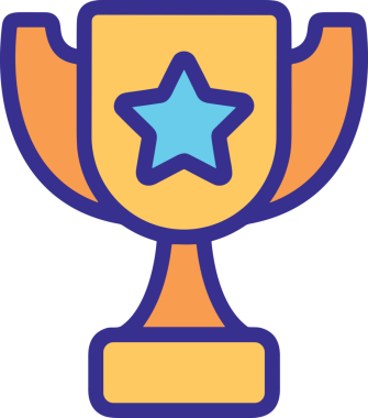 Kazanan ikon sembolü, ödül ödülünün renk tasarımı ile tasarımı ile tasvir edilmesi, modern grafik sanatları dijital tasarımı için mükemmel bir başarı ve zafer sembolü.