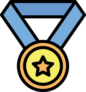 Kazanan ikon sembolü, ödül ödülünün renk tasarımı ile tasarımı ile tasvir edilmesi, modern grafik sanatları dijital tasarımı için mükemmel bir başarı ve zafer sembolü.