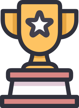 Kazanan ikon sembolü, ödül ödülünün renk tasarımı ile tasarımı ile tasvir edilmesi, modern grafik sanatları dijital tasarımı için mükemmel bir başarı ve zafer sembolü.