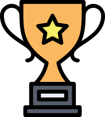 Kazanan ikon sembolü, ödül ödülünün renk tasarımı ile tasarımı ile tasvir edilmesi, modern grafik sanatları dijital tasarımı için mükemmel bir başarı ve zafer sembolü.